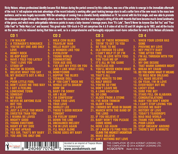 Ricky Nelson (2) : Ricky Nelson: The Definitive Collection - 1957-62 (4xCD, Comp)