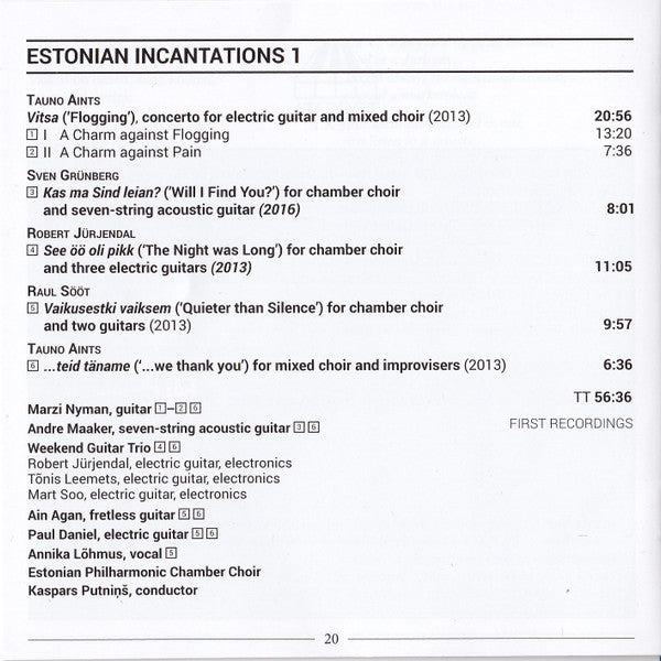 Tauno Aints, Sven Grünberg, Robert Jürjendal and Raul Sööt : Estonian Incantations 1 (CD, Album)