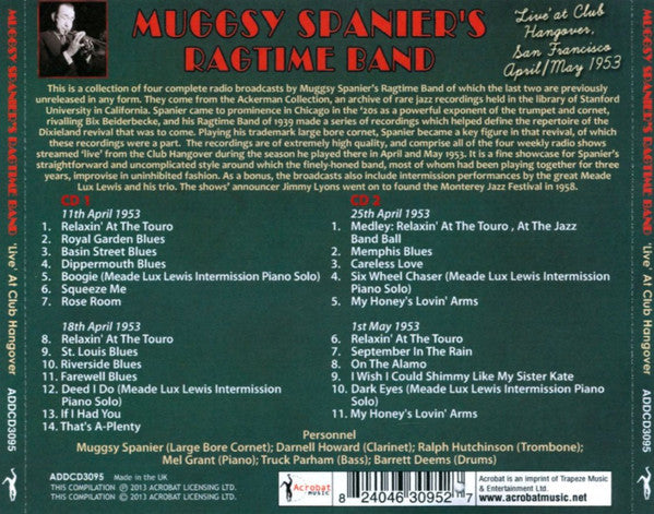 Muggsy Spanier's Ragtime Band : Live At Club Hangover, San Francisco April/May1953 (2xCD)