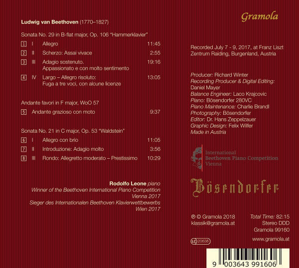 Rodolfo Leone : International Beethoven Piano Competition Vienna (CD, Album)