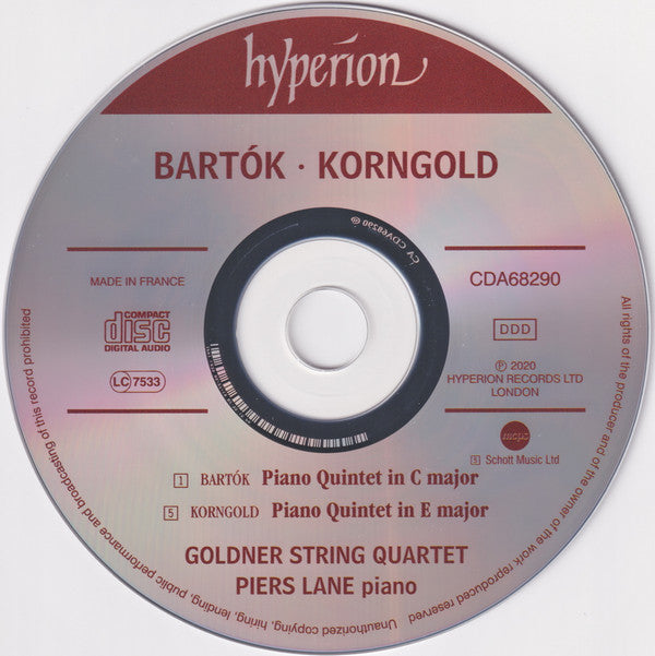 Béla Bartók / Erich Wolfgang Korngold, Goldner String Quartet, Piers Lane : Piano Quintets (CD)
