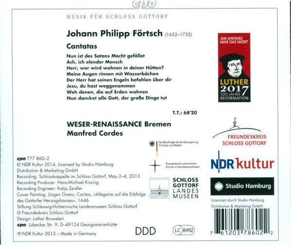 Johann Philipp Förtsch - Weser-Renaissance, Manfred Cordes : Sacred Concertos ▪ Cantatas (CD)