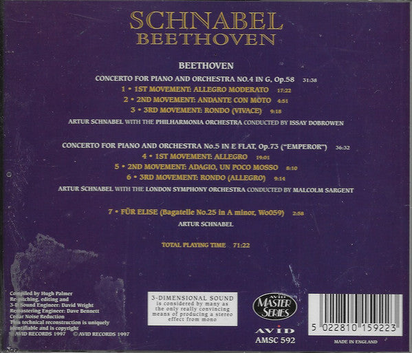 Artur Schnabel / Ludwig van Beethoven : Piano Concertos 4 & 5 (CD, Comp, RM)
