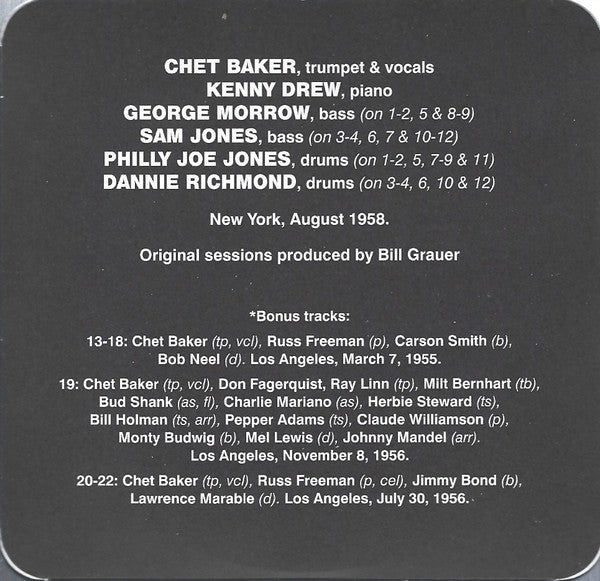 Chet Baker : It Could Happen To You - Chet Baker Sings (CD, Album, Ltd, RE, Dig)
