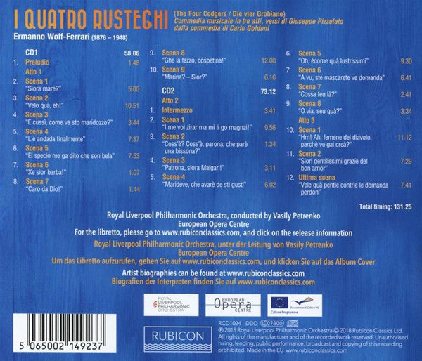 Ermanno Wolf-Ferrari, European Opera Centre, Royal Liverpool Philharmonic Orchestra, Vasily Petrenko : I Quattro Rusteghi (2xCD, Album)