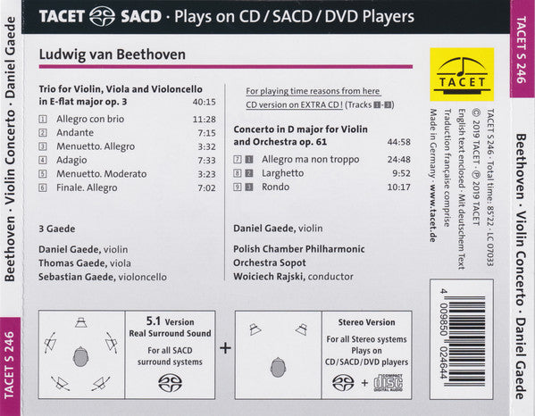 Ludwig van Beethoven, Daniel Gaede, Polska Filharmonia Kameralna, Wojciech Rajski, 3 Gaede : Violin Concerto Op. 61 / String Trio Op. 3 (SACD, Hybrid, Multichannel + CD)