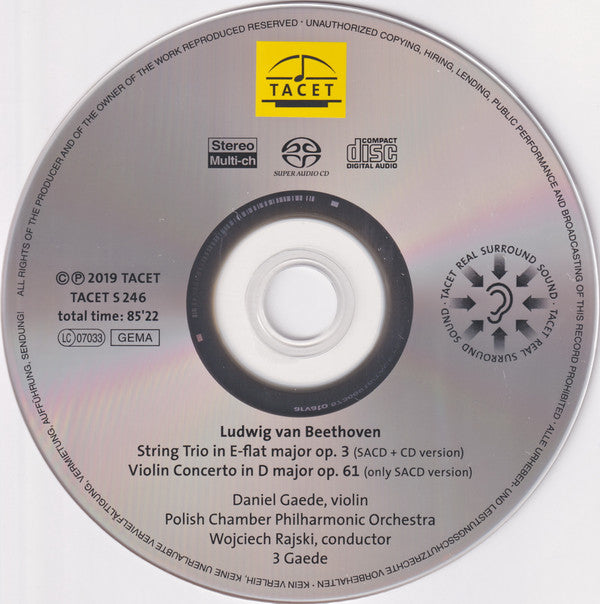 Ludwig van Beethoven, Daniel Gaede, Polska Filharmonia Kameralna, Wojciech Rajski, 3 Gaede : Violin Concerto Op. 61 / String Trio Op. 3 (SACD, Hybrid, Multichannel + CD)