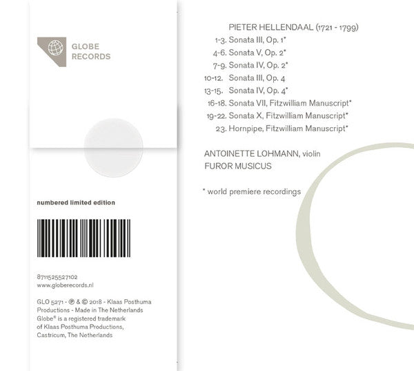 Pieter Hellendaal, Antoinette Lohmann, Furor Musicus : Violin Sonatas (CD, Album, Ltd, Num)