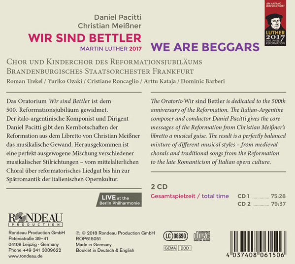 Daniel Pacitti, Christian Meißner, Brandenburgisches Staatsorchester Frankfurt, Roman Trekel, Yuriko Ozaki, Cristiane Roncaglio, Arttu Kataja, Dominic Barberi : Wir Sind Bettler (2xCD, Album)