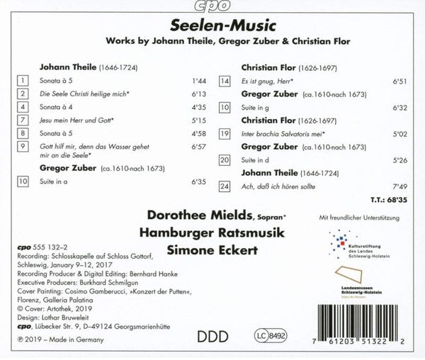 Johann Theile - Dorothee Mields / Hamburger Ratsmusik / Simone Eckert : Seelen-Music (Sacred Concertos) (CD, Album)