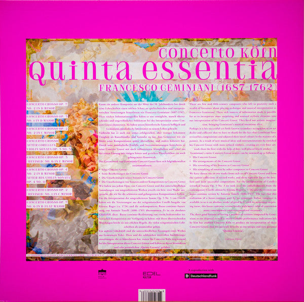 Concerto Köln, Francesco Geminiani : Quinta Essentia (2xLP, Album)