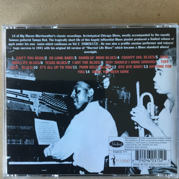 Big Maceo : Big Maceo Worried Life Blues Chicago Piano Volume 1 (CD, Album, Comp)