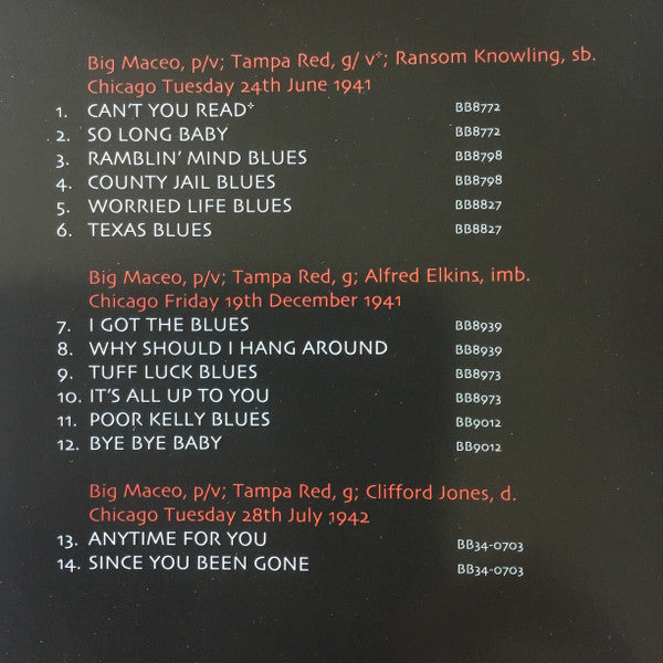 Big Maceo : Big Maceo Worried Life Blues Chicago Piano Volume 1 (CD, Album, Comp)