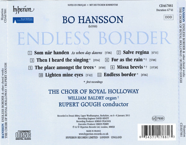 Bo Hansson (2), Royal Holloway Choir, Rupert Gough : Endless Border (CD)