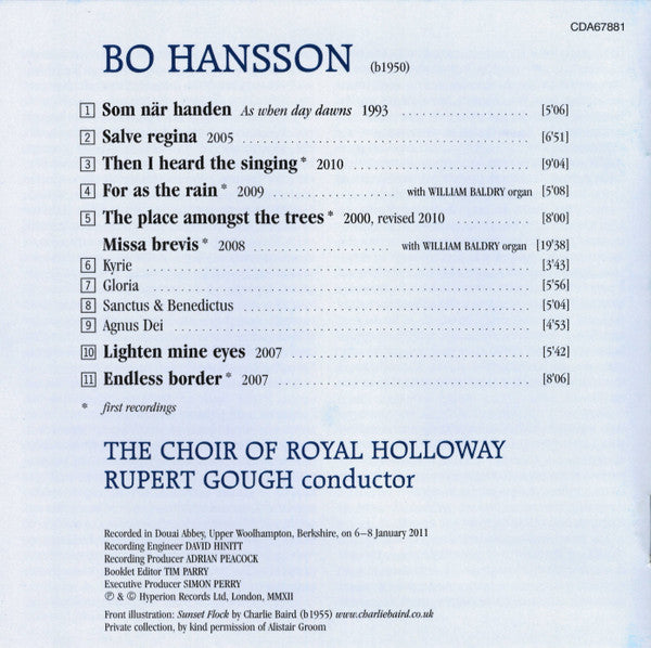 Bo Hansson (2), Royal Holloway Choir, Rupert Gough : Endless Border (CD)