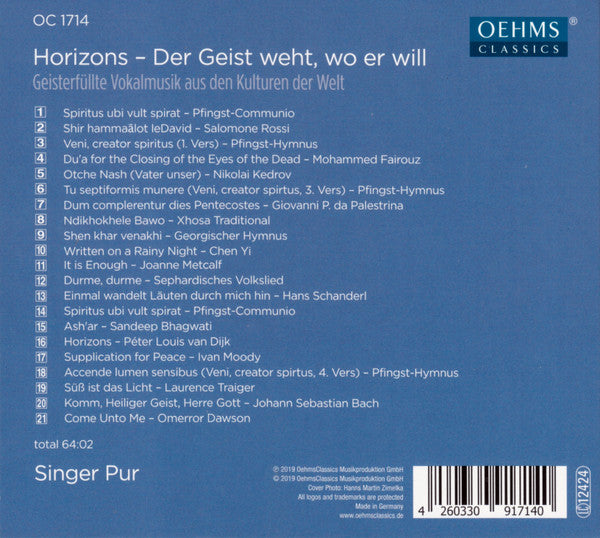 Singer Pur : Horizons – Der Geist Weht, Wo Er Will (CD, Album)