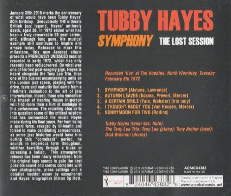 Tubby Hayes : Symphony (The Lost Session) (CD, Comp)