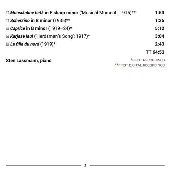 Heino Eller, Sten Lassmann : Complete Piano Music, Volume Six (CD, Album)