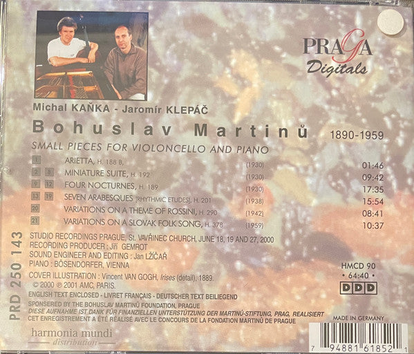 Bohuslav Martinů, Michal Kaňka - Jaromír Klepáč : Small Pieces For Cello And Piano (CD)