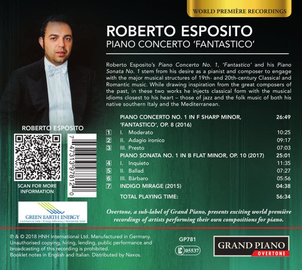 Roberto Esposito (8), Budapest Scoring Symphonic Orchestra, Eliseo Castrignanò : Piano Concerto 'Fantastico' (CD, Album)