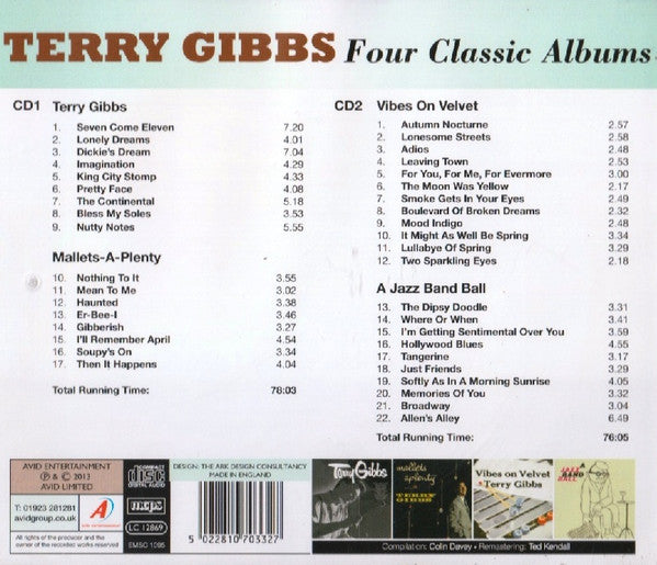 Terry Gibbs : Four Classic Albums: Terry Gibbs / Mallets-A-Plenty / Vibes On Velvet / A Jazz Band Ball (2xCD, Comp, RM)
