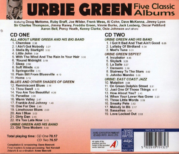 Urbie Green : Five Classic Albums: All About Urbie Green And His Big Band / Blues And Other Shades Of Green / Urbie Green And His Band / Urbie Green Septet / Urbie: East Coast Jazz (2xCD, Comp)