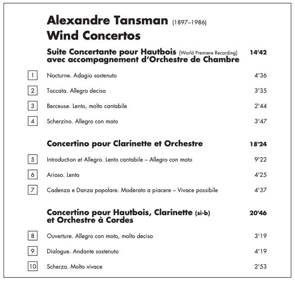 Alexandre Tansman, Diego Dini Ciacci • Fabrizio Meloni, Malta Philharmonic Orchestra, Brian Schembri : Wind Concertos (CD, Album)
