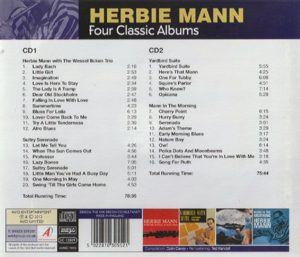 Herbie Mann : Four Classic Albums: Herbie Mann With The Wessel Ilcken Trio / Sultry Serenade / Yardbird Suite / Mann In The Morning (2xCD, Album, Comp)