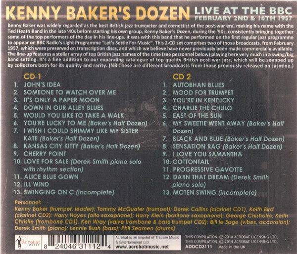 Kenny Baker's Dozen : Live At The BBC 1957 (2xCDr)