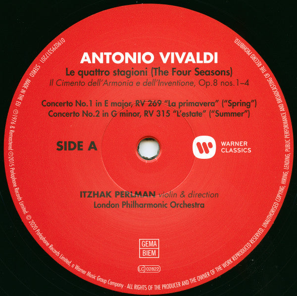 Antonio Vivaldi - Itzhak Perlman, London Philharmonic Orchestra : The Four Seasons (LP, Album)