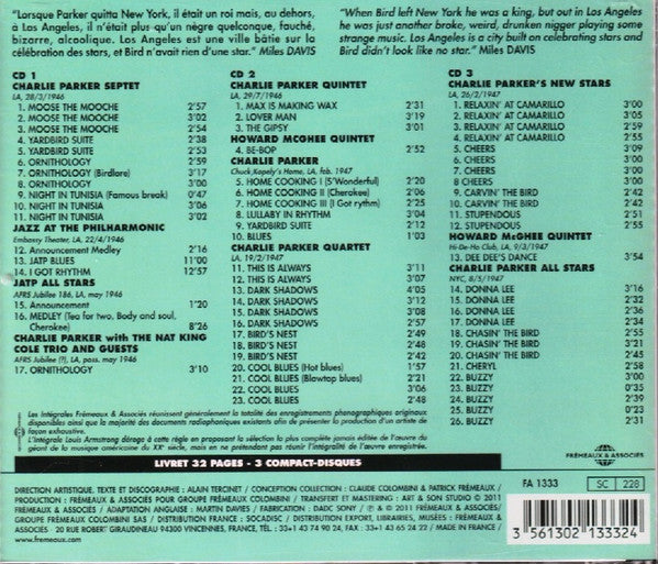 Charlie Parker : The Complete Charlie Parker / Intégrale Charlie Parker Vol. 3 "Lover Man" 1946-1947 (3xCD)