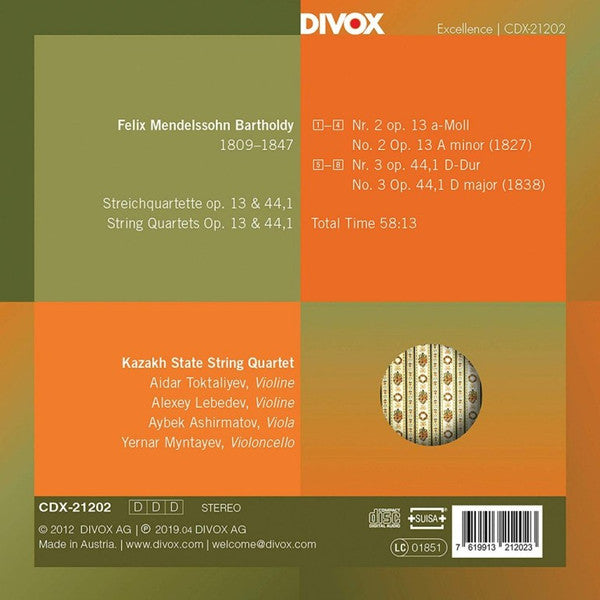 Felix Mendelssohn-Bartholdy, Kazakh State String Quartet : Stringquartets (CD, Album)