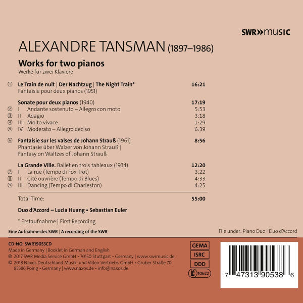Alexandre Tansman, Duo D'accord : Works For Two Pianos (CD, Album)