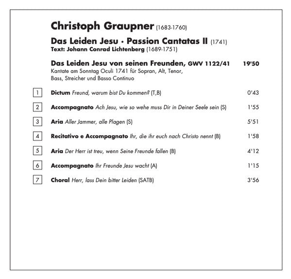 Christoph Graupner, Ex Tempore, Mannheimer Hofkapelle, Florian Heyerick : Das Leiden Jesu: Passion Cantatas II (CD, Album)