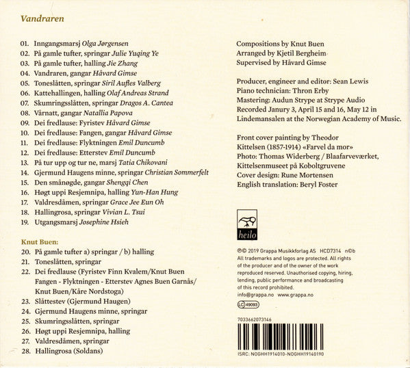 Knut Buen, Kjetil Bergheim : Vandraren (Slåttar For Klaver) (CD, Album)