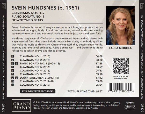 Svein Hundsnes, Laura Mikkola : Clavinatas Nos. 1-7, Piano Sonata No. 1, Downtoned Beats (CD)