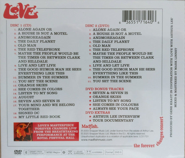 Love With Arthur Lee : The Forever Changes Concert (CD, RE, Jew + DVD-V, NTSC, Dol)