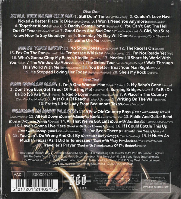 George Jones (2) : Still The Same Ole Me / First Time Live! / One Woman Man / Friends In High Places (2xCD, Comp, RM)