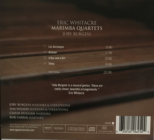Eric Whitacre, Joby Burgess : Marimba Quartets (CD, Album)