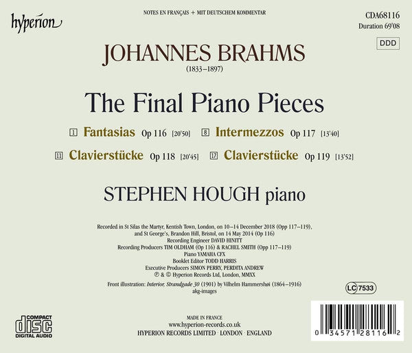 Johannes Brahms, Stephen Hough : The Final Piano Pieces (CD, Album)
