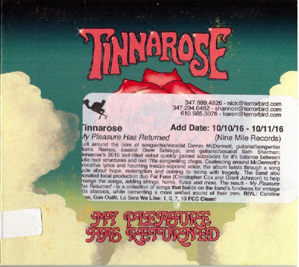 Tinnarose : My Pleasure Has Returned (CD, Album)