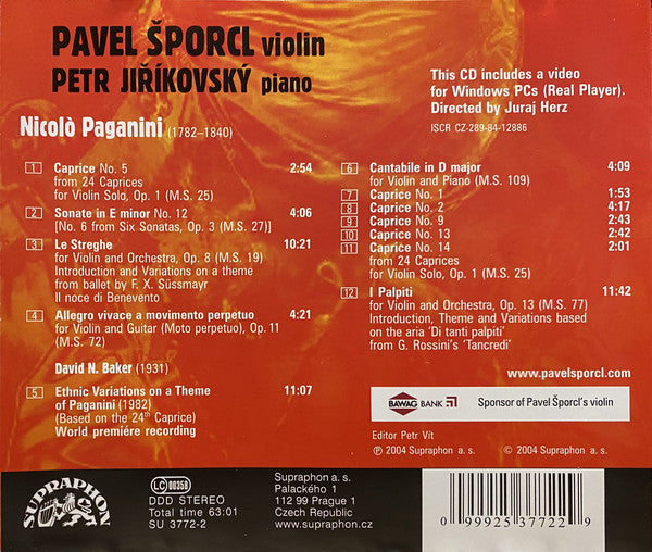 Niccolò Paganini, Pavel Šporcl, Petr Jiříkovský : Pavel Šporcl & Paganini (CD, Album)