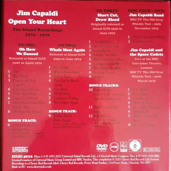 Jim Capaldi : Open Your Heart – The Island Recordings 1972-1976 (CD, Album, RE, RM + CD, Album, RE, RM + CD, Album,)