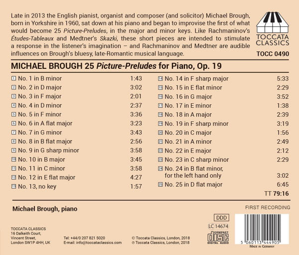 Michael Brough : 25 Picture-Preludes For Piano, Op. 19 (CD, Album)