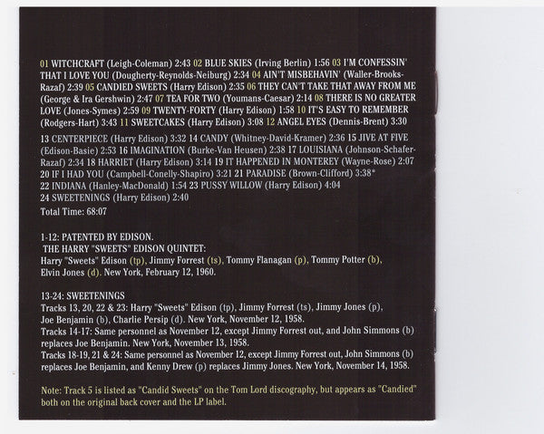 Harry Edison : Patented By Edison / Sweetenings (CD, Comp, RM)