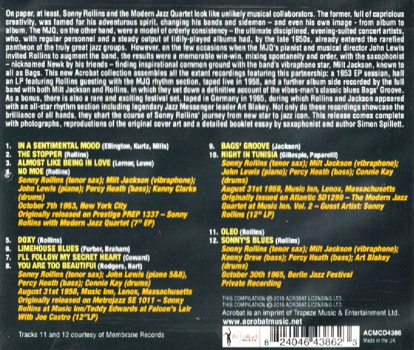 Sonny Rollins Featuring Milt Jackson : Newk And Bags, Studio And Live Recordings 1953 - 65 (CDr, Comp)