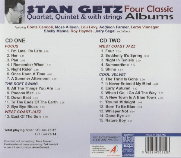 Stan Getz : Four Classic Albums: Focus / The Soft Swing / West Coast Jazz / Cool Velvet (2xCD, Comp)