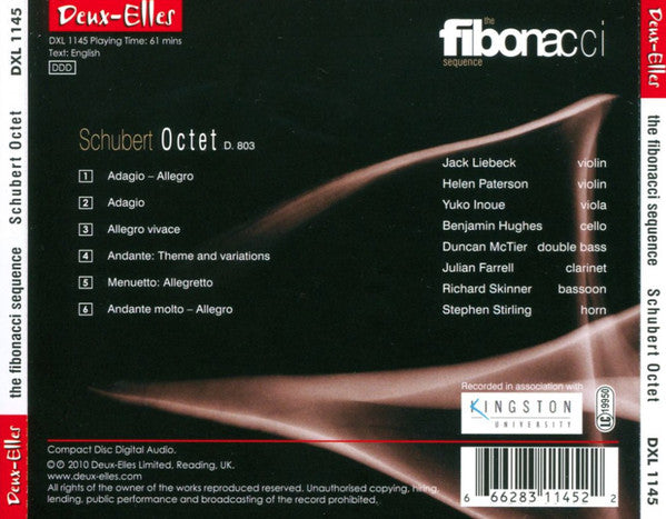 Franz Schubert, The Fibonacci Sequence : Octet (CD, Album)