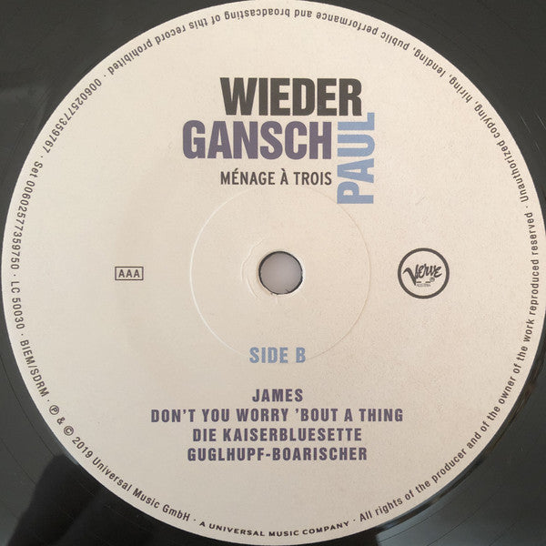 Albert Wieder, Thomas Gansch, Leonhard Paul : Ménage À Trois (2xLP)