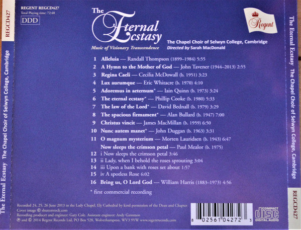 The Choir Of Selwyn College, Cambridge Directed by Sarah MacDonald (3) : The Eternal Ecstasy: Music of Visionary Transcendence (CD, Album)